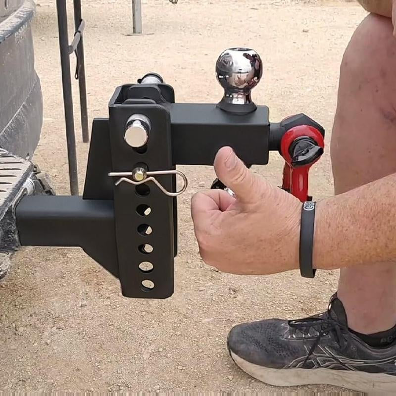 (Live Exclusive)Tyt Adjustable Trailer Hitch Ball Mount with Lock&Pin&Rotatable Tow Shackle, Fits 2-In Receiver, 5" Rise/Drop, 2-In, 2-5/16-In Hitch Ball, 10000LBS GTW, Ultra Quiet