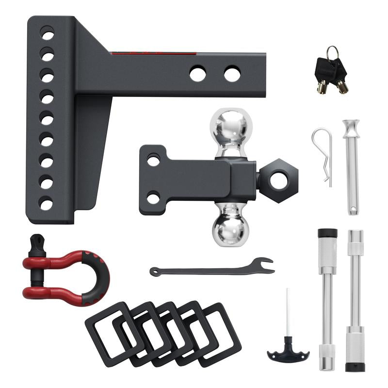 (Live Exclusive)Tyt Adjustable Trailer Hitch Ball Mount with Lock&Pin&Rotatable Tow Shackle, Fits 2-In Receiver, 5" Rise/Drop, 2-In, 2-5/16-In Hitch Ball, 10000LBS GTW, Ultra Quiet