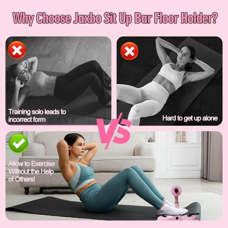 Ab Training Auxiliary Device with Double Suction Cups 3-Level Height Adjustment Portable Adjustable Sit up Equipment for Home Gym Multi-Functional Core Trainer for Abs Workout Pink Abdominal Exercise Board Abdominal Roller Wheel