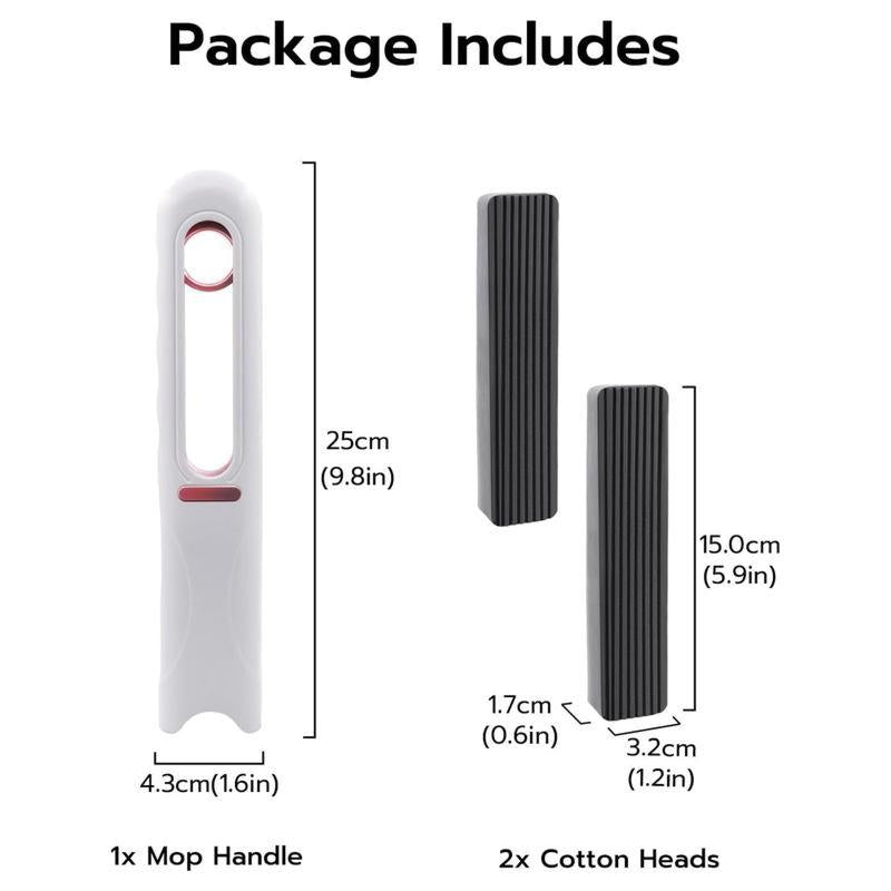 Mini Cleaning Mop for Kitchen, Bathroom, Car & Living Room – Multi-Surface Sponge Mop with 2 Sponge Head & 1 Squeeze Handle, Wet and Dry Use Desktop & Glass Mop.