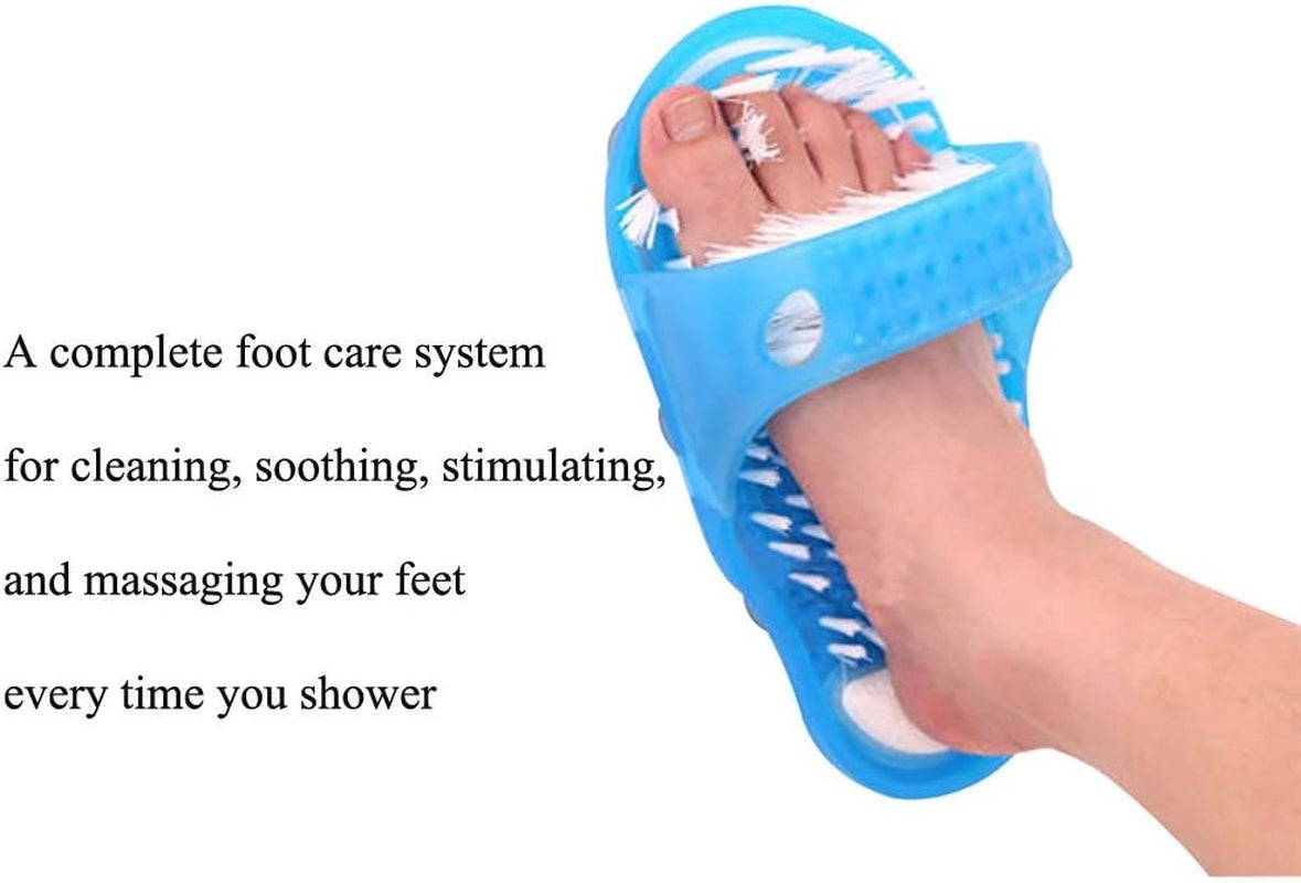 Bathroom Shower No Bending Feet Brush Foot Cleaning Bristle Slipper Washer Bath Scrubber Massager Stick on Floor