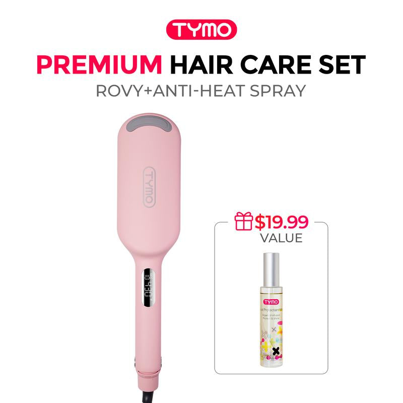 TYMO ROVY - 1.25 Inch Beach Waves Curling Wand & Heat Protectant Spray, Hair Curler Tool with Ceramic 3 Barrel for Women, Comfort, Thanksgiving Early Black Friday Sale, Gift, Dual Voltage Anti-Scald Easy to Use Styling Tool Gifting