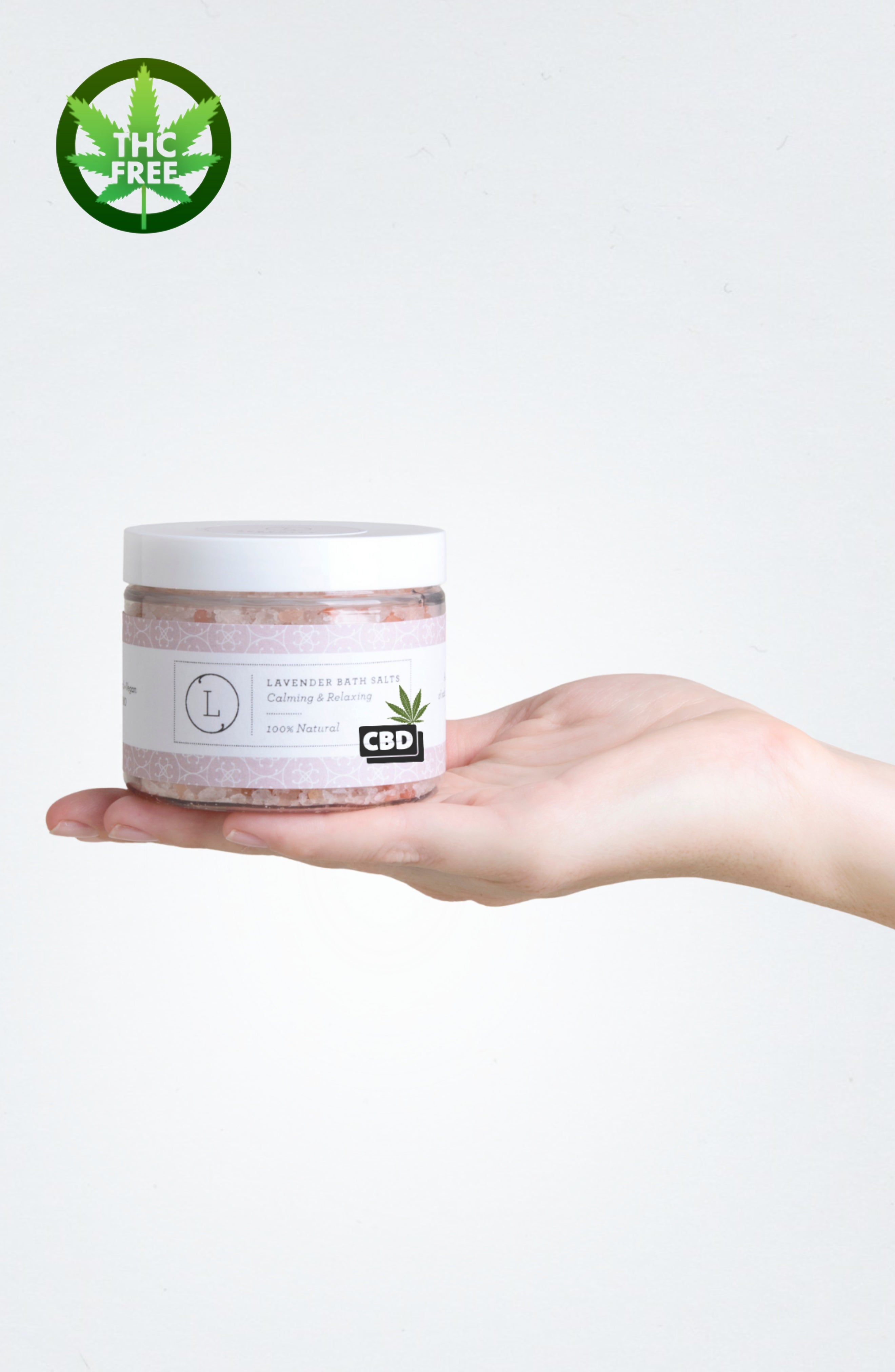 CBD Lavender Natural Bath Salt Soak with CBD. Made with Dead sea, Epsom and Himalayan salts