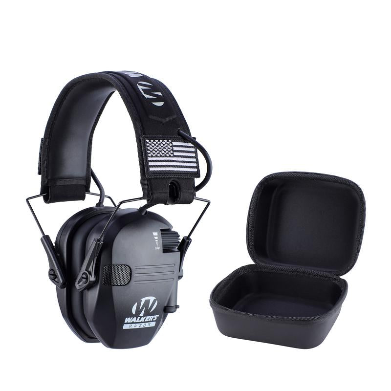 W1-Y+BOX Tactical Shooting Hearing Protection Earmuffs with Storage Box for Easy Carrying Intelligent Noise Cancelling and Pickup Headset for Shooting and Hunting Adjustable Headband and Headphones